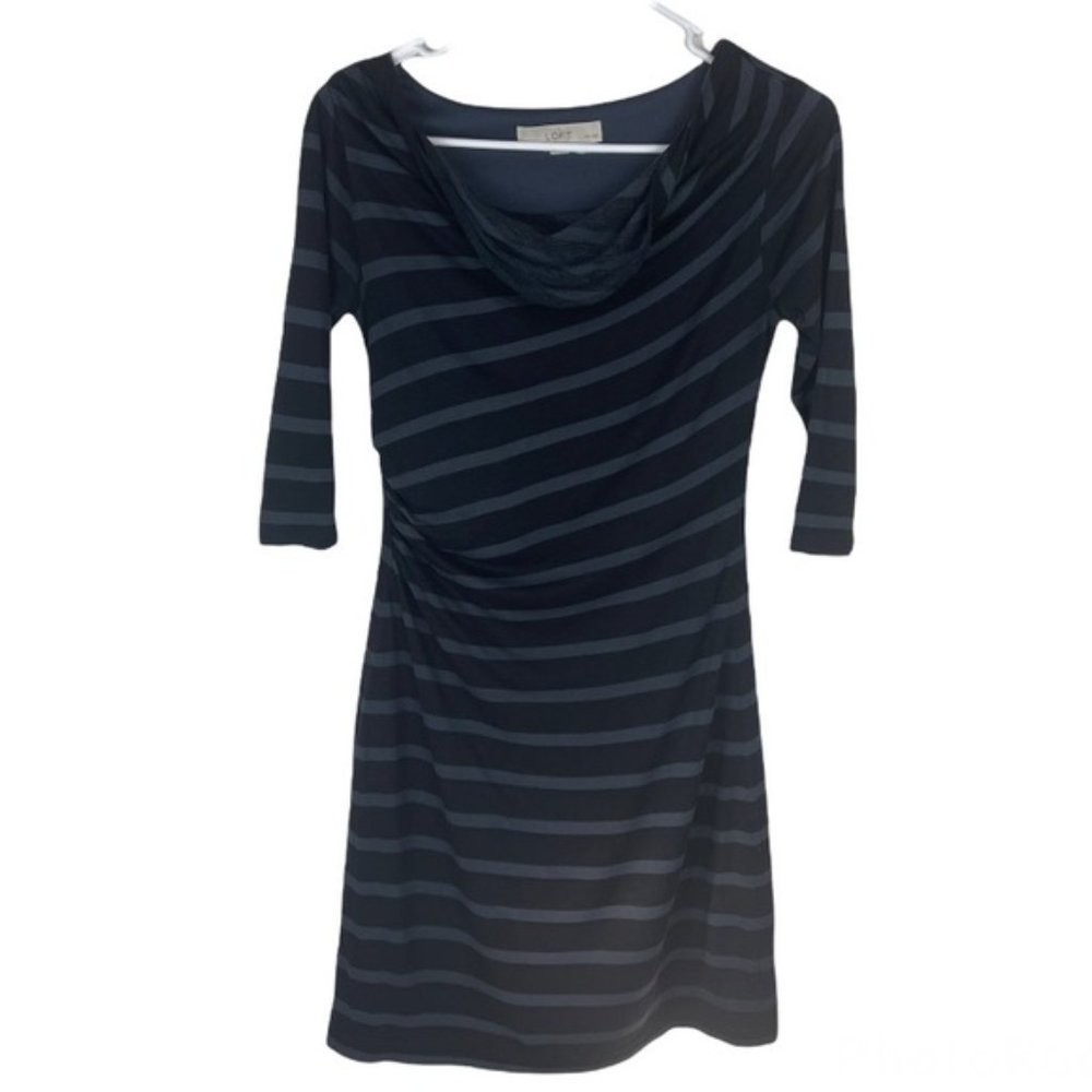 Ann Taylor Loft Black Strip Casual Dress Size XSP